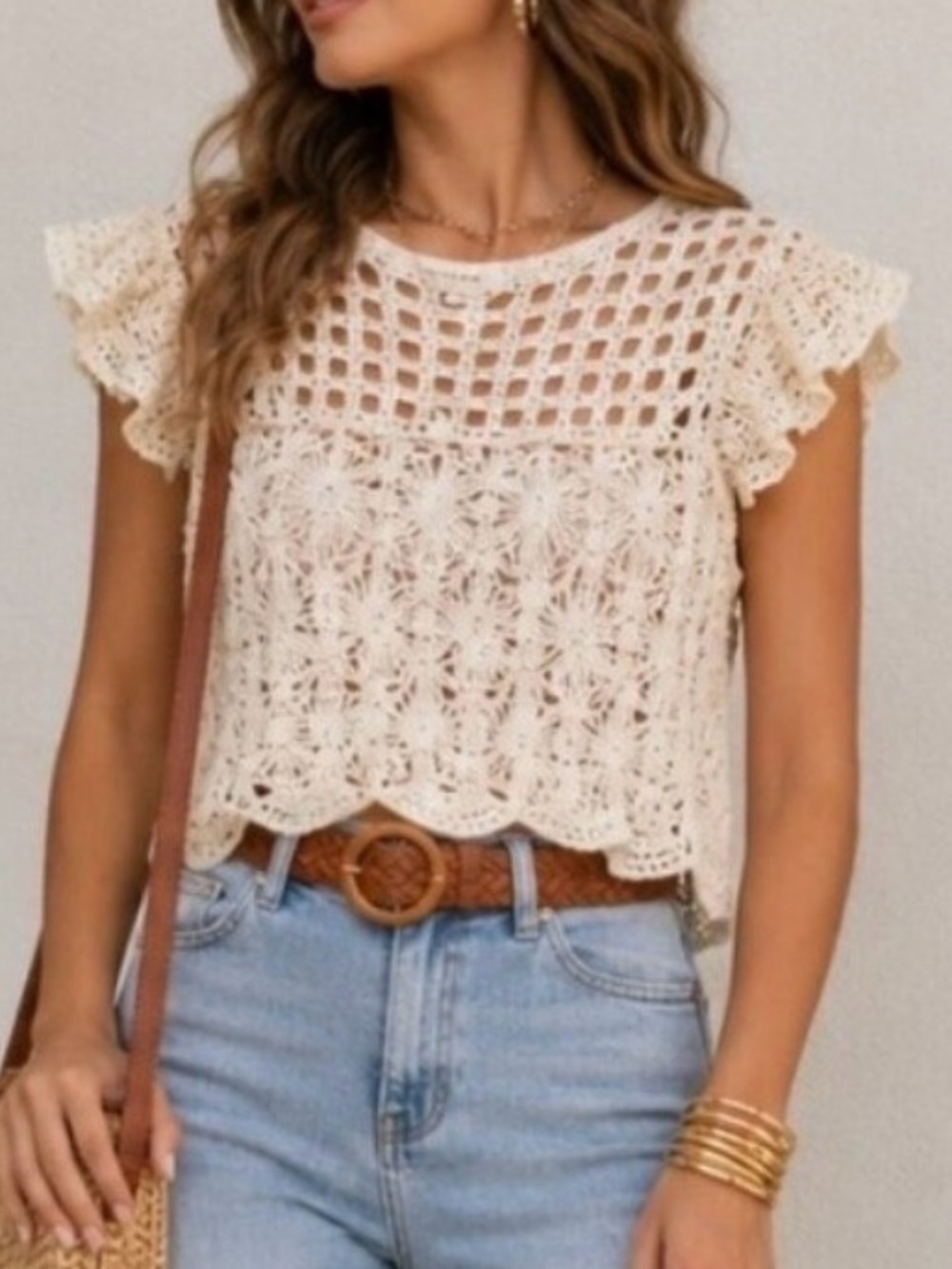 bishop + young Crochet Top Size XL